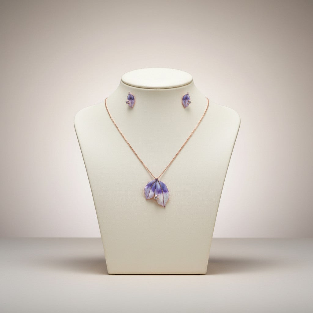 Silver Serenity Leaf pendent set(16+2 INCH)