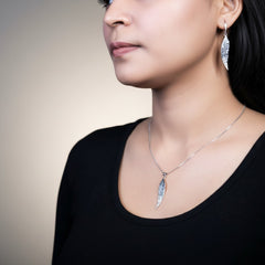 Silver Leaf Elegance Pendant set(16+2 INCH)
