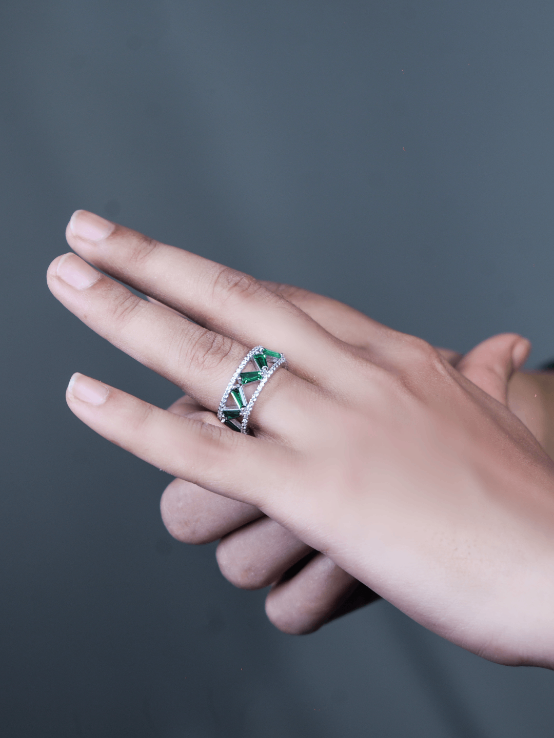 Cosmic Sparkle Silver Ring(FREE SIZE)