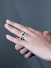 Cosmic Sparkle Silver Ring(FREE SIZE)