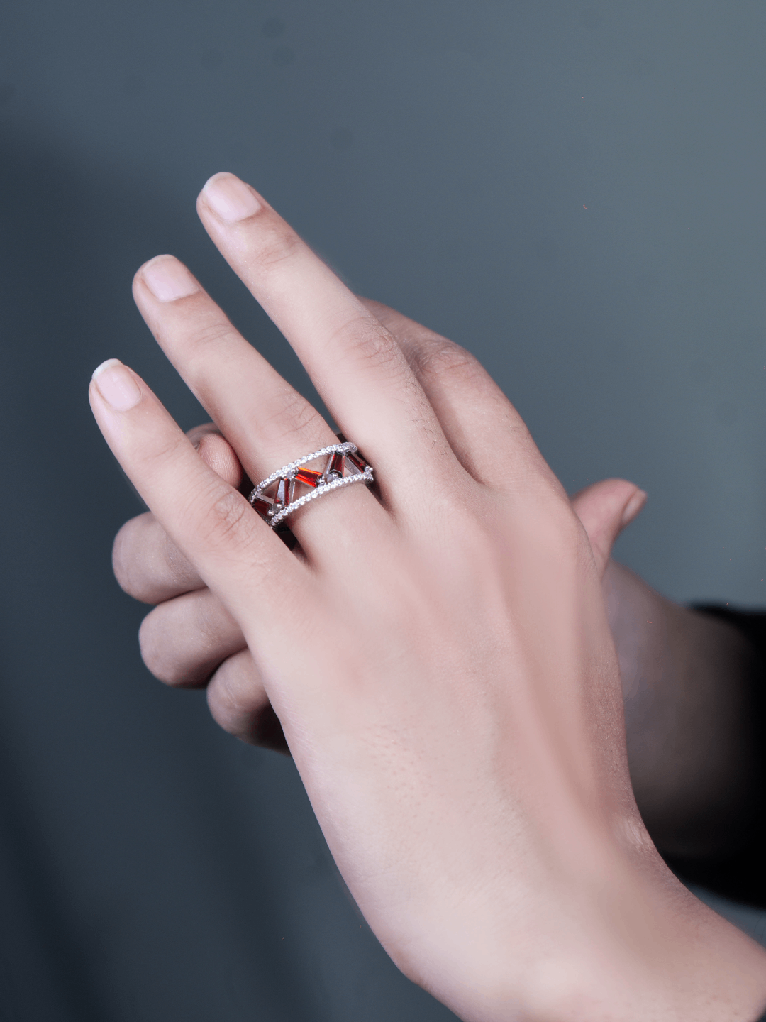 Cosmic Sparkle Silver Ring(FREE SIZE)