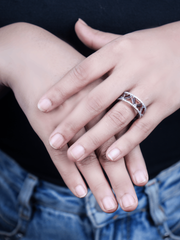 Cosmic Sparkle Silver Ring(FREE SIZE)