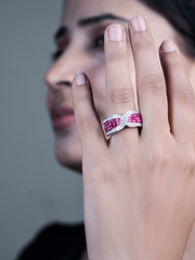 Vivid Harmony Silver Band Ring(FREE SIZE)