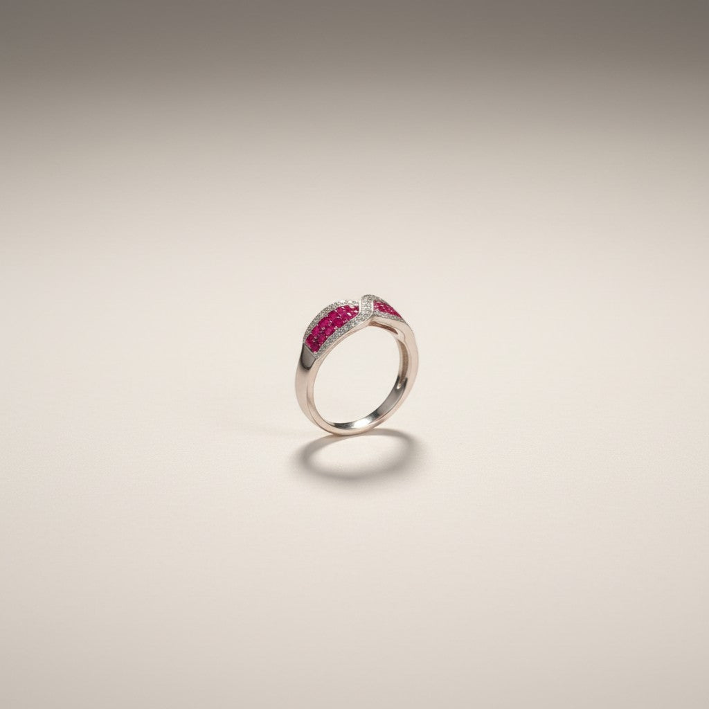 Vivid Harmony Silver Band Ring(FREE SIZE)