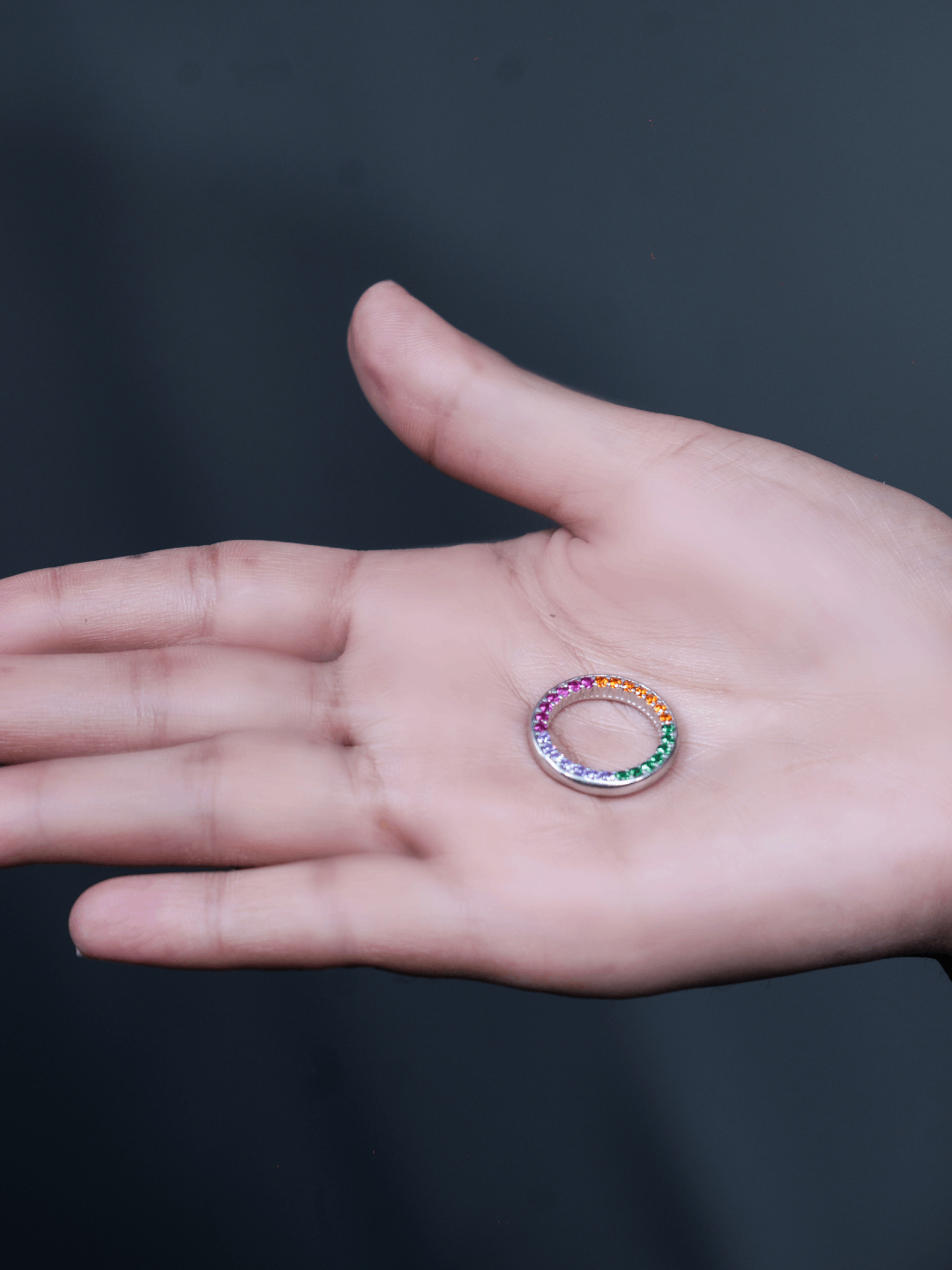 Rainbow Radiance Silver Ring(FREE SIZE)