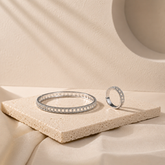 Silver Timeless Sparkle Kada & Ring Duo